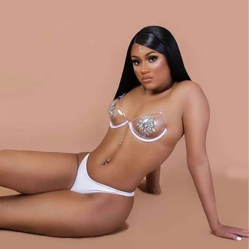 

3/4 Cup Transparent Bikini Set Push Up Bikini