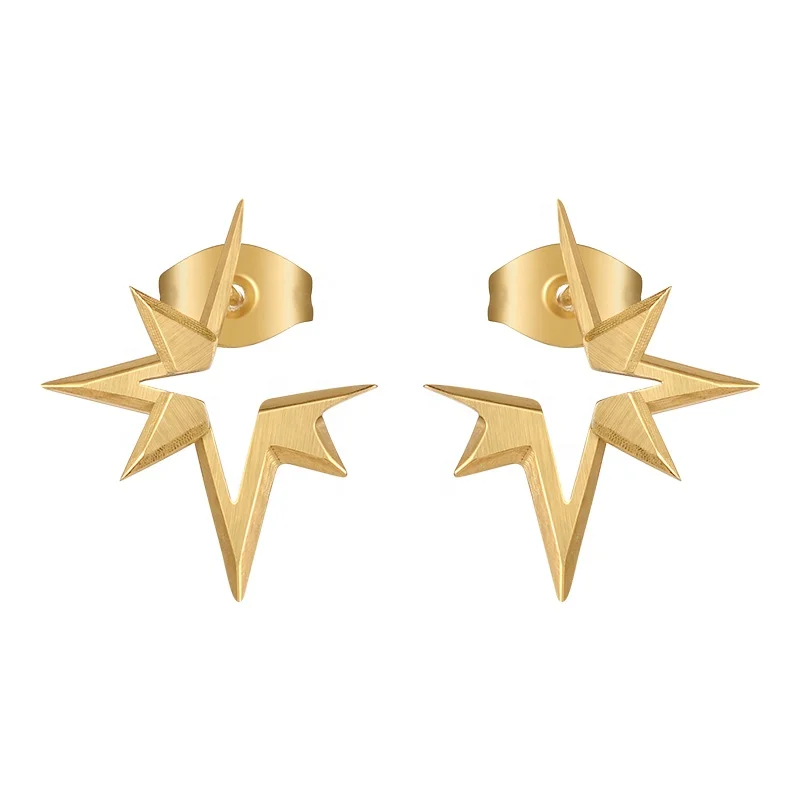 

Original Design 18K Gold Plated Stainless Steel Jewelry Hollow Irregular Star Ear Studs Accessories Earrings E221389