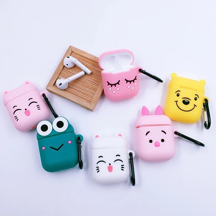 For Airpods 2 Case Silicone Stitch Cartoon Cover For Apple Airpods Case Cute Earphone 3D Headphone Case For Earpods Christmas