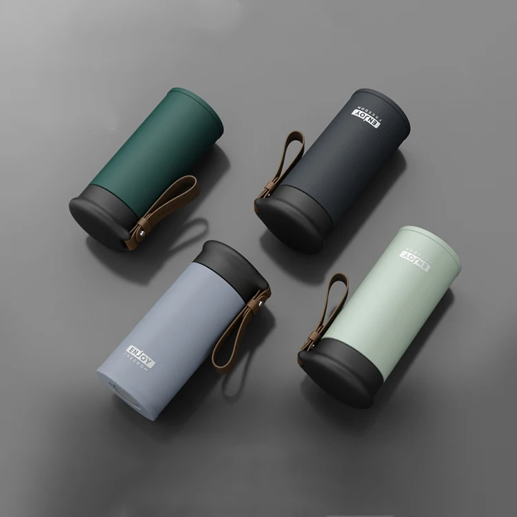 

A2716 Custom Logo Stainless Steel Cups Students Car Drinking Mini Coffee Cup Gift Water Bottle Portable Vacuum Cup With Rope, 4 colour