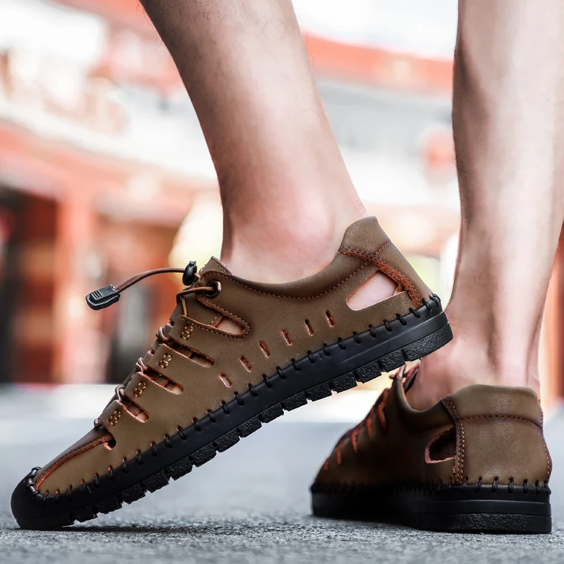 

New fashion summer outdoor sport leather comfortable men's sandals