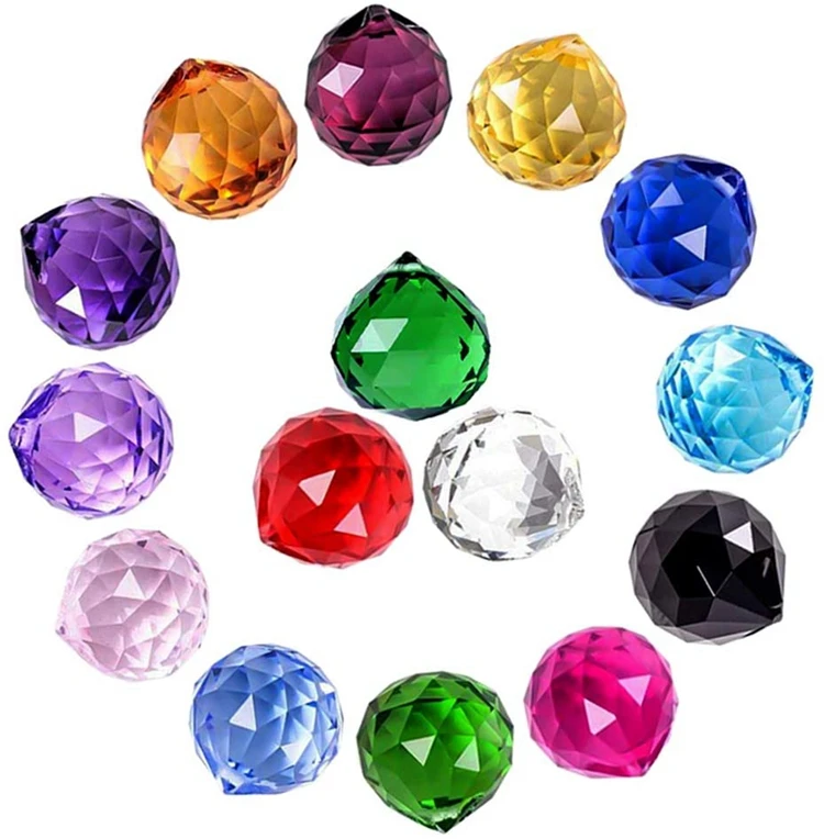 

Cheap Wholesale Color Chandelier Hanging Lighting Feng Shui Faceted K9 Crystal Prism Ball on fordistrbution