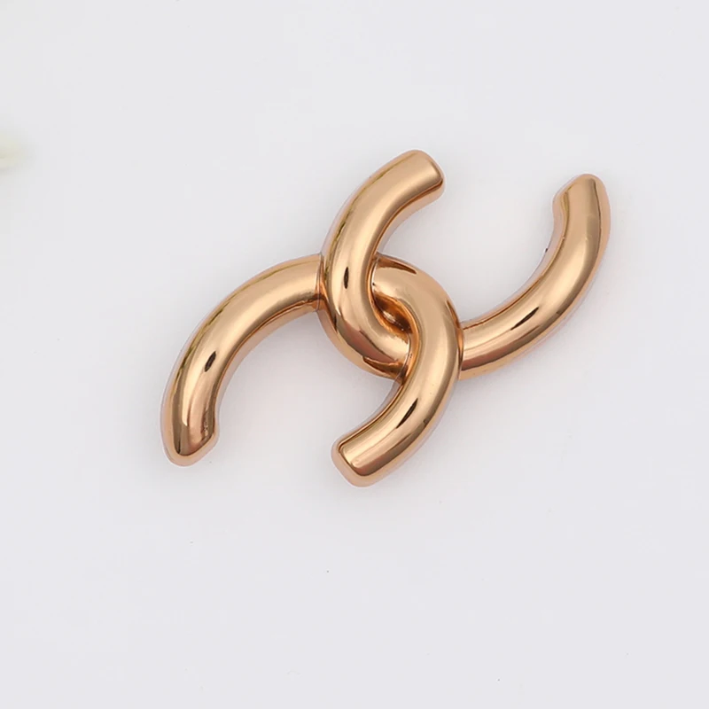 

Jsh 303868 Double C Shoe Accessories With Polished Custom Logo Decor Buckle Polish Gold Metal Shoe Accessory Decor Buckle