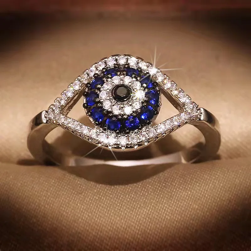 

Jialin jewelry ins stone ring evil eye ring finger diamond ring men women lucky charm hip hop third eye jewelry