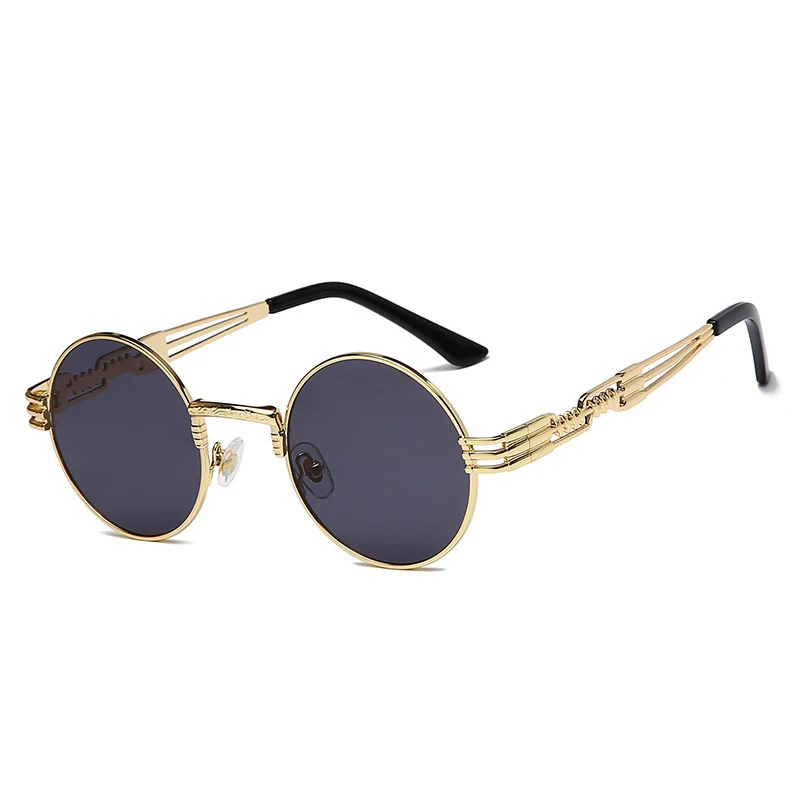 Europe and United States Personality Cheap Steam Punk Unisex Round Shape Sunglasses for Men
