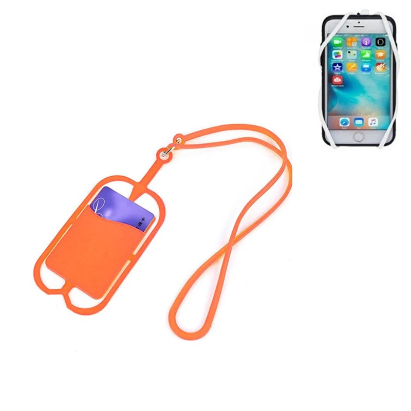 

Custom Promotional Gifts Mobile Phone Silicone Smart Cellphone Led Light Card Holder With Lanyard