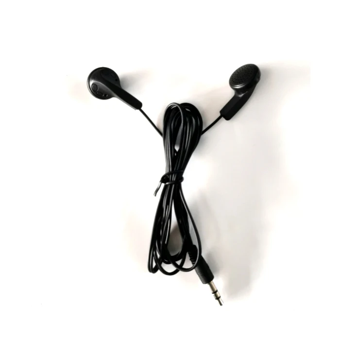 

one time use headphones vacuum disposable or single use ear phone cheapest bulk earphone for disposal, Black