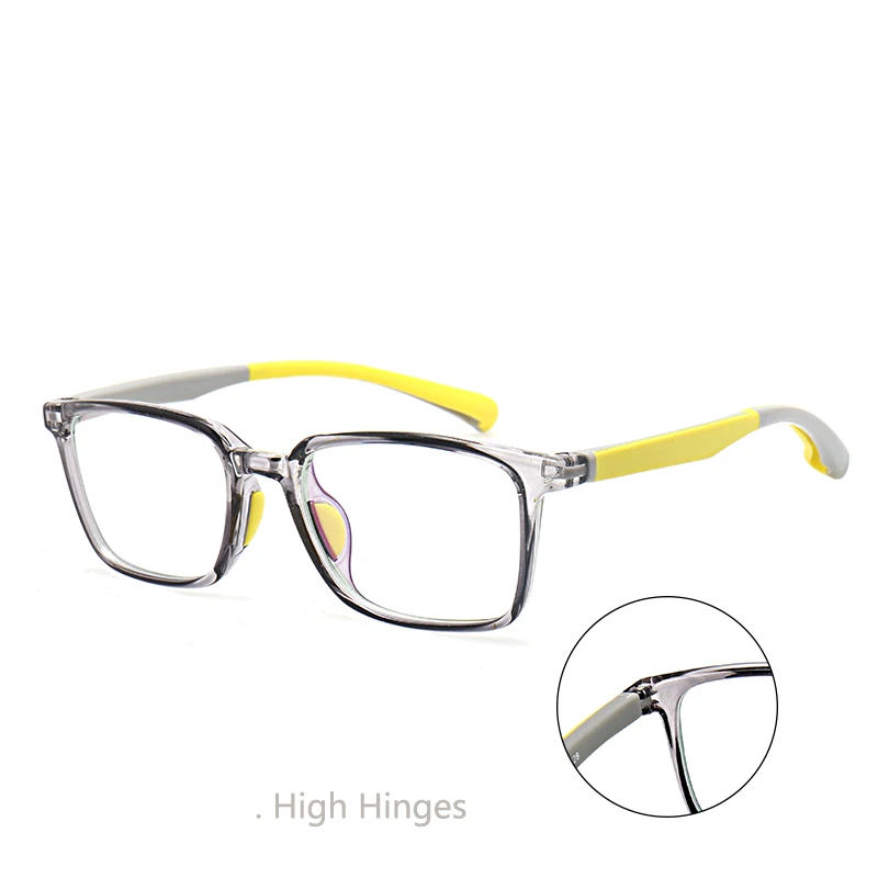 

New stylish transparent color tr90 material kids glasses frames with blue block lens, Multi color