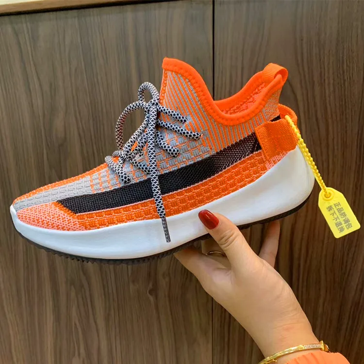 

Hot sale new ladies casual sports shoes breathable knitted shoes ladies