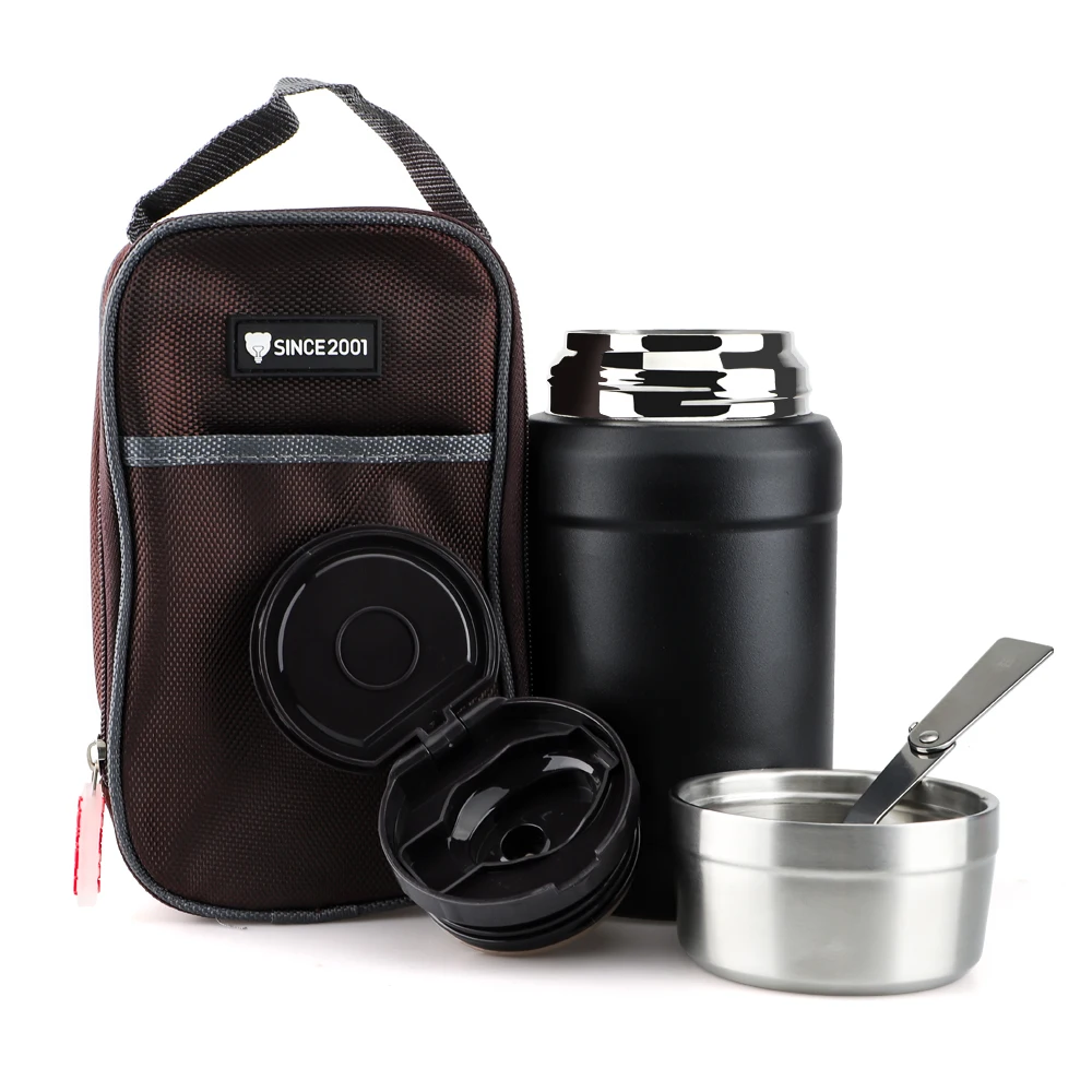 

2021 New Full Stainless Steel Lid Leak Proof Doubler Wall Stainless Steel Vacuum Thermos Insulated Lunch Box Bento