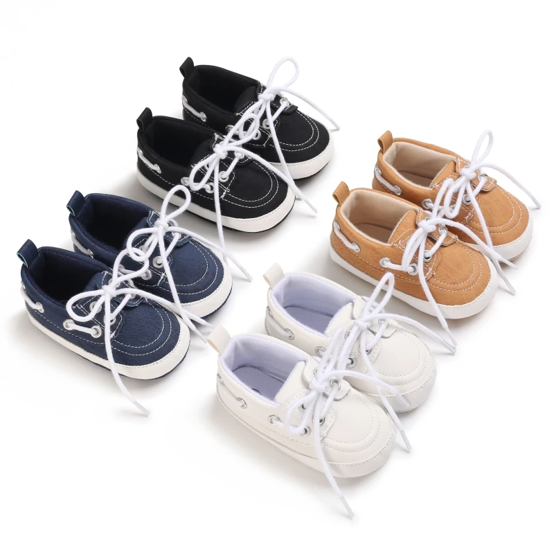 

Wholesale 0-1 year children casual flat cotton shoes soft soles for boys and girls lace-up toddler shoes