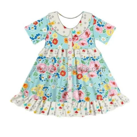 

Fashion Design Girl Summer Clothing Short Sleeve Kids Floral Dress