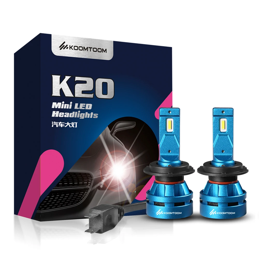 2020 KOOMTOOM Mini H7 Headlight Bulbs LED Bulb Kits- CREE Chips Ture 360 Beam Pattern 8000LM(2x4000LM) 55W(2x27.5W) 5000K