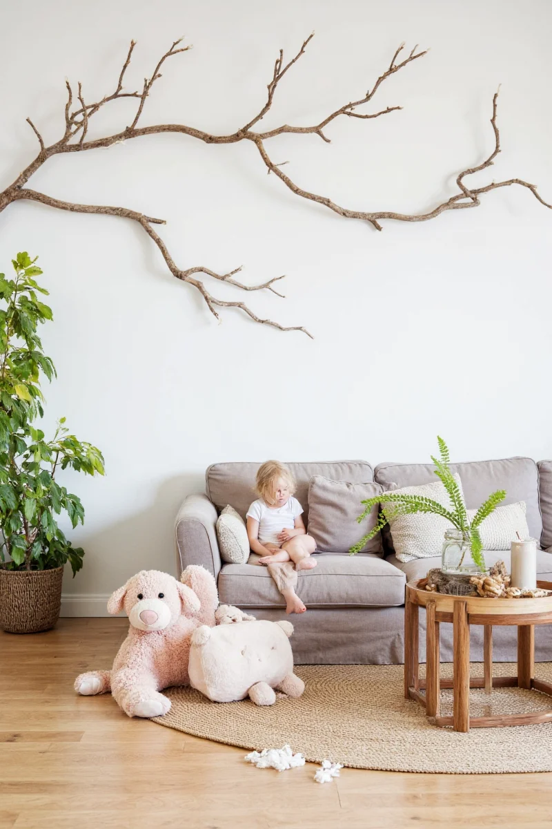 Mantle decorated with seasonal branches
