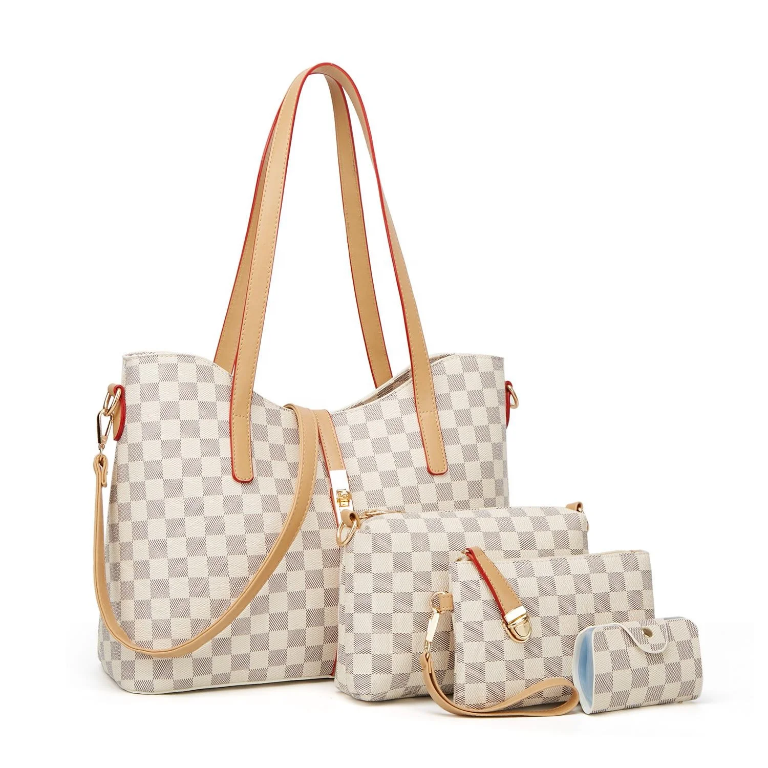

Luxury brand pu leather tote handbags 4 set, The picture