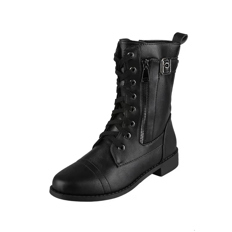 

Women's Ankle Bootie Winter Lace up Mid Calf Military Combat Boots