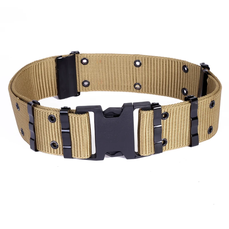 

New Tactical Belts Military Nylon Automatic Buckle Adjustable Belt Army Outdoor Duty Hunting Training Belt Waist Support 125CM, Khaki, black,army green