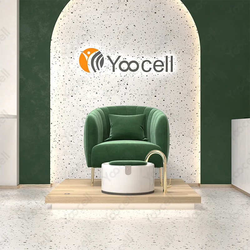 

Yoocell 2021 new arrival dark green nail tech chairs metal legs massage foot spa pedicure nail salon chair for manicure store