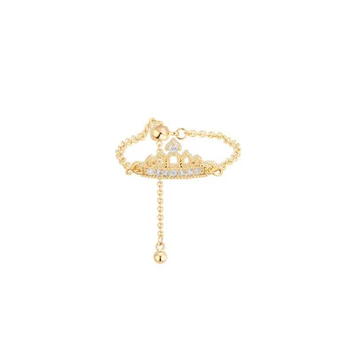 

NUORO Zipper Adjustable Crown Ring Female Fashion Design Finger Ring Temperament Simple Tail Ring, As pic