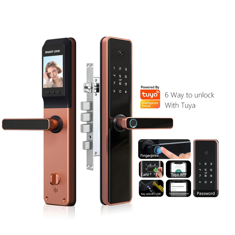 

Digital Door lock Competitive price Fingerprint Tuya APP Smart WiFi With Camera Smart Door Lock