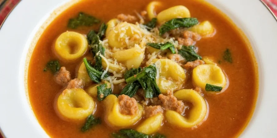 Kid Enjoying Tortellini Soup