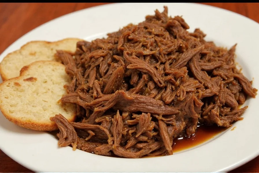 Braised shredded beef in a pot