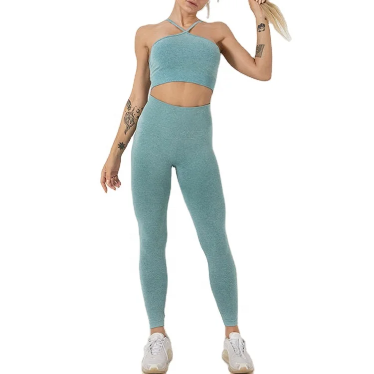

Seamless Sports Set Yoga Back Cross Casual Yoga Fitness Bra For Women Long Set