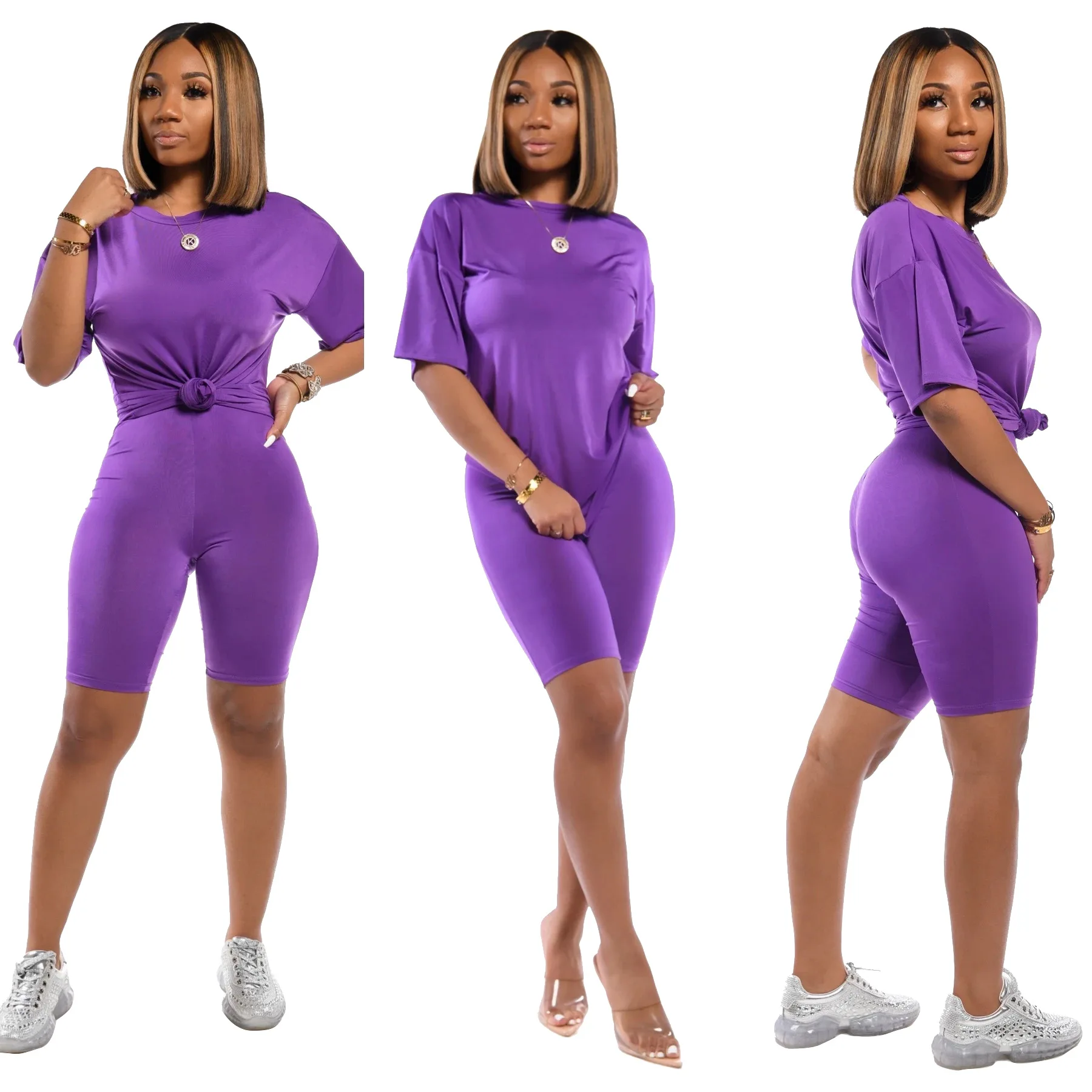 

INS New products 2020 fashion 2 piece set women two piece shorts set woman casual suit for women