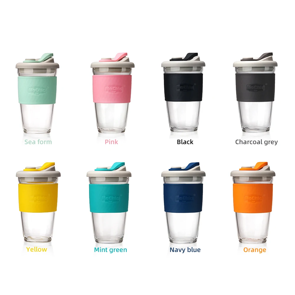 

2021 Durable Travel Mug With Lid Premium Borosilicate Glass Coffee Cup Large Size 16Oz Reusable Coffee Cups