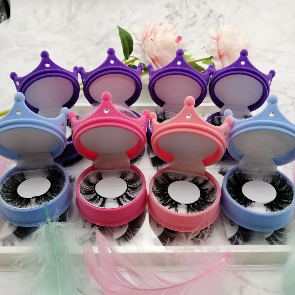 

Unique eyelash packaging box crown lash box luxury jewelry box for 3d mink lashes wholesale crown shape eyelash case vendor, Natural black