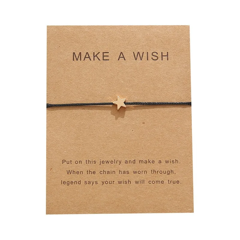 

New Arrival Blessing Card Bracelet, Make A Wish Five-Pointed Star Woven Bracelet Jewelry, As picture
