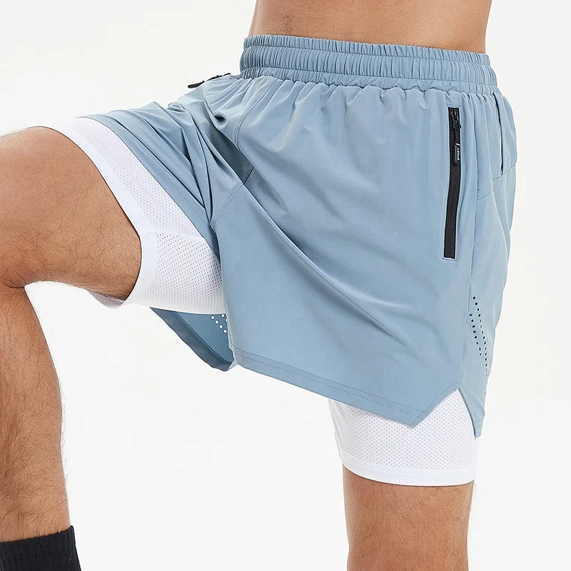 

Sport Elastic Waistband Athletic Gym Compression 2 in 1 Shorts