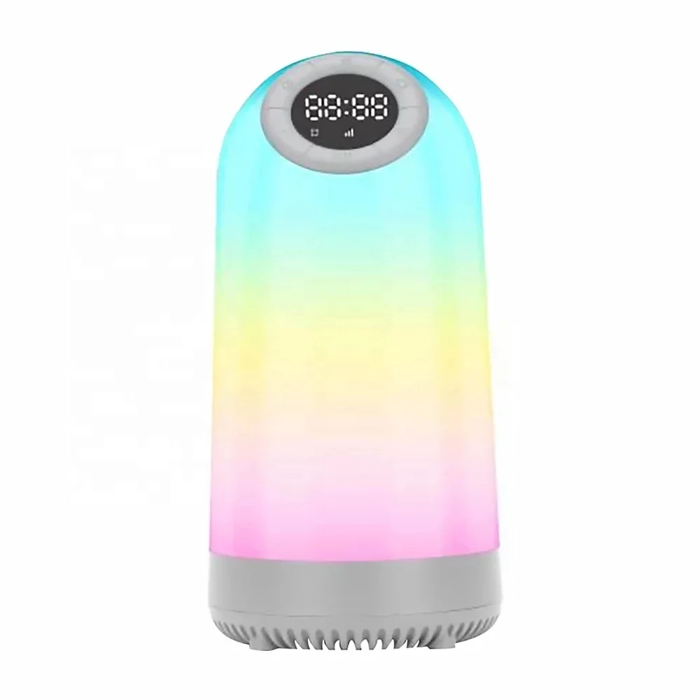 

K3S Portable colorful Wireless BT LED Light Music Creative speakers Alarm Clock Soundbar Loudspeaker Speaker for Christmas gift, White