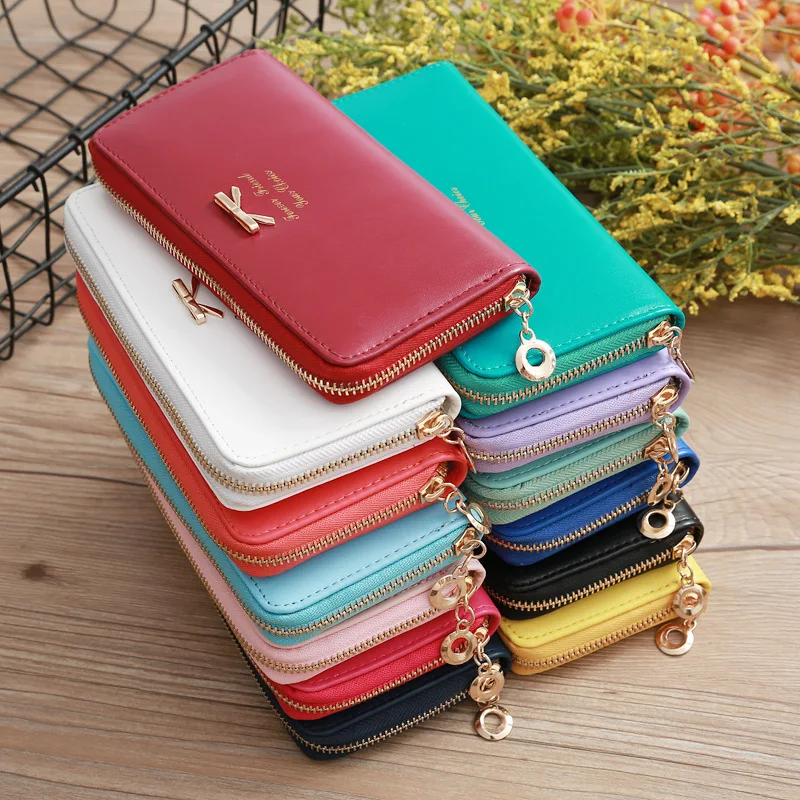 

2019 Newest  style lady wallet with metal bow logo Korean version fashion lady coin bag