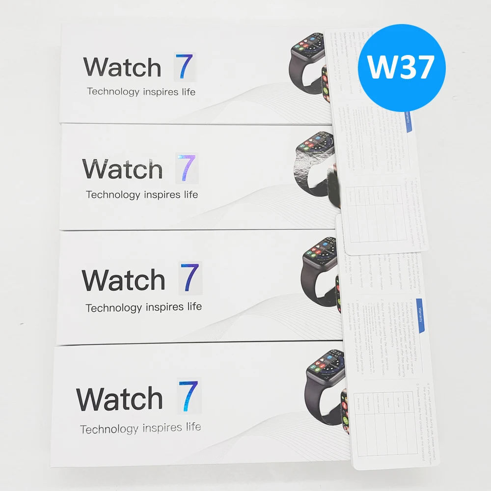 

Hot selling W37 Smart watch 1.75 inch Fitness Tracker wearfitpro APP IP68 Waterproof Smartwatch W37 with Rotate button, Black, silver, blue, rose gold