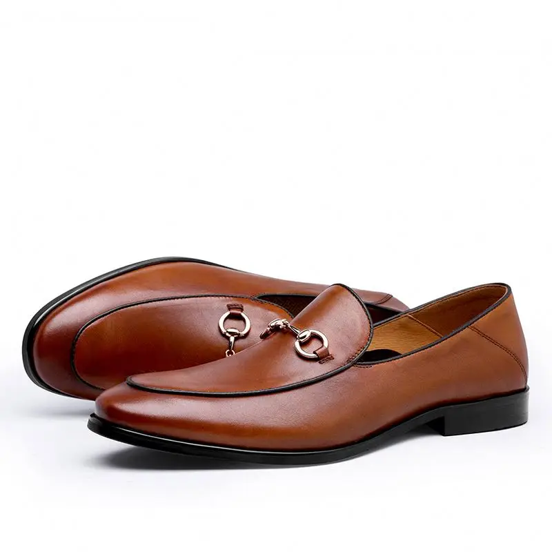 

New Fashion Wholesale Custom Design Loafer Leather Shoes For Mens, Black brown