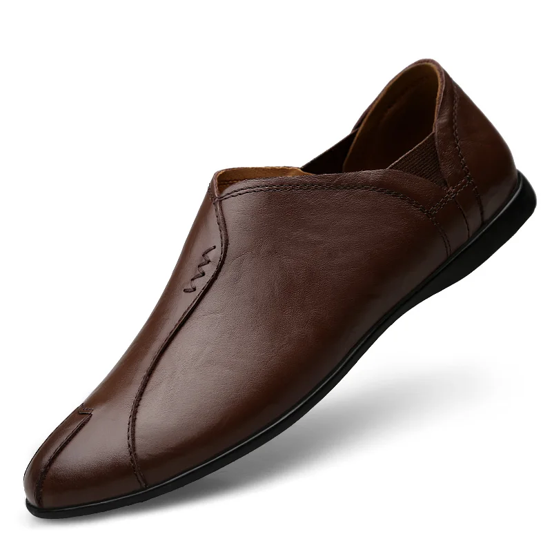 

hot Wholesale Customize logo New first-layer Leather Loafer soft sole driving shoes slip-proof breathable casual shoes, Black / dark brown / red brown