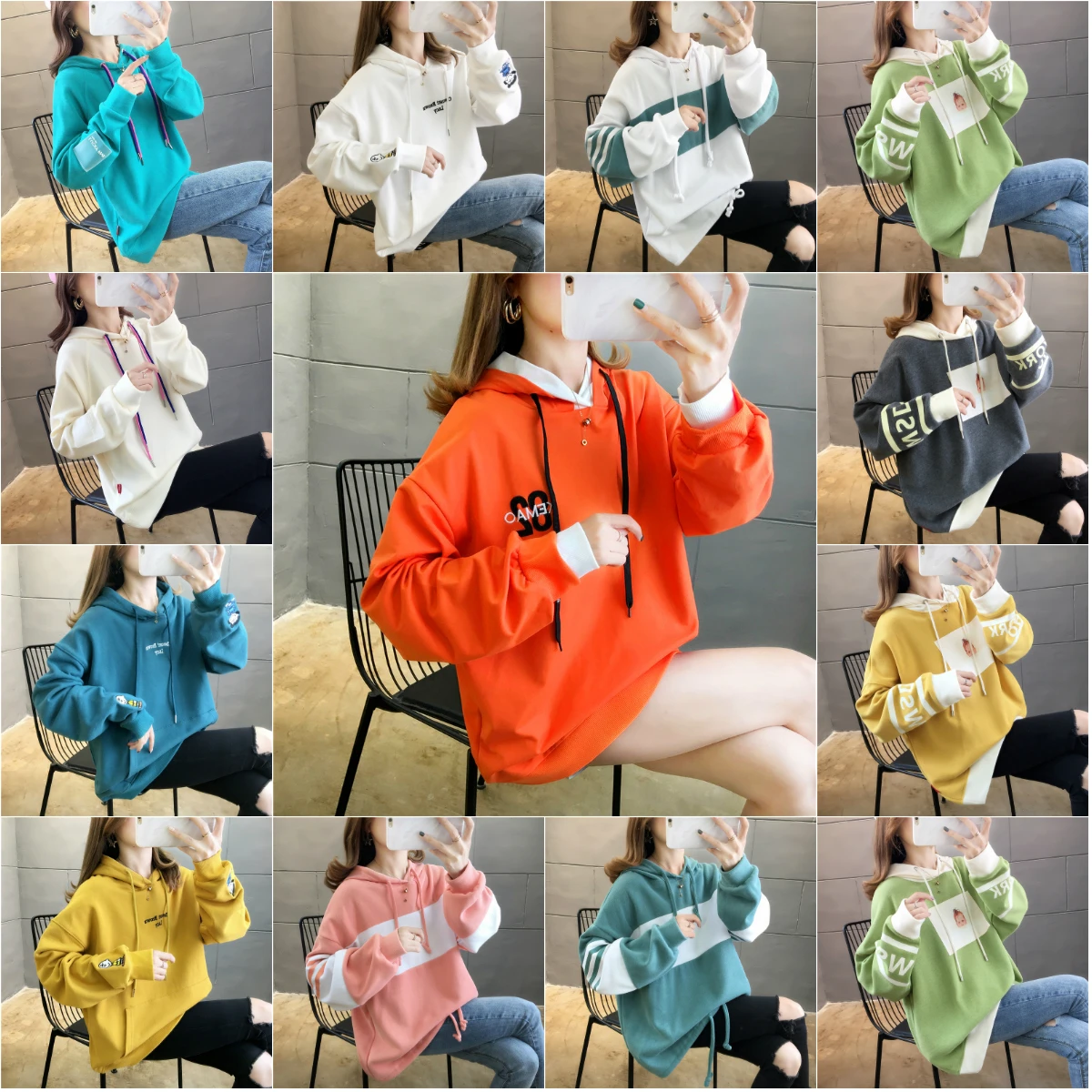 

Factory Wholesale Winter Women's Plain Multi-color Pullover Female Hoodies