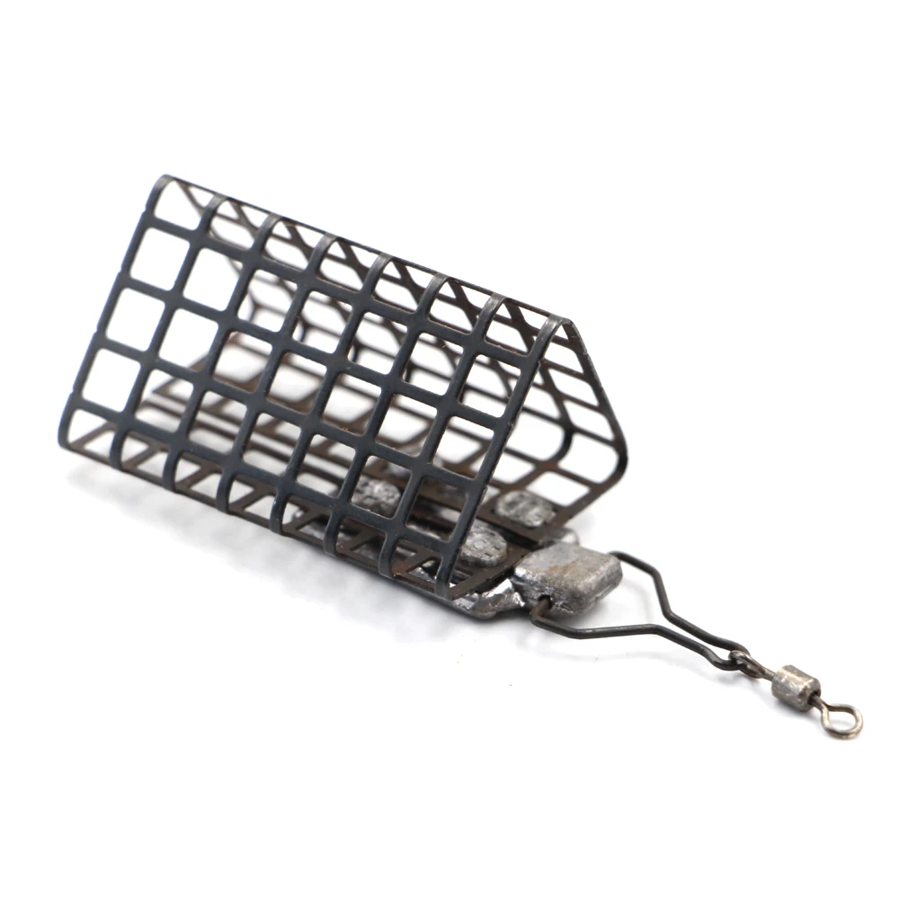 

Wholesale Carp Fishing Accessories Carp Fishing Feeder Metal Cage mesh wire feeder with Lead Basket Bait Feeder, Sliver or black