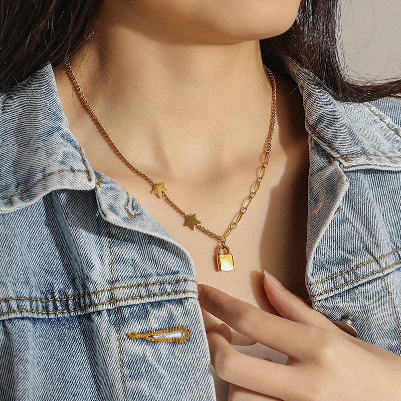 

New Fashion Womens 2021Trendy Stainless Steel Cuban Link Chain Jewelry Necklace