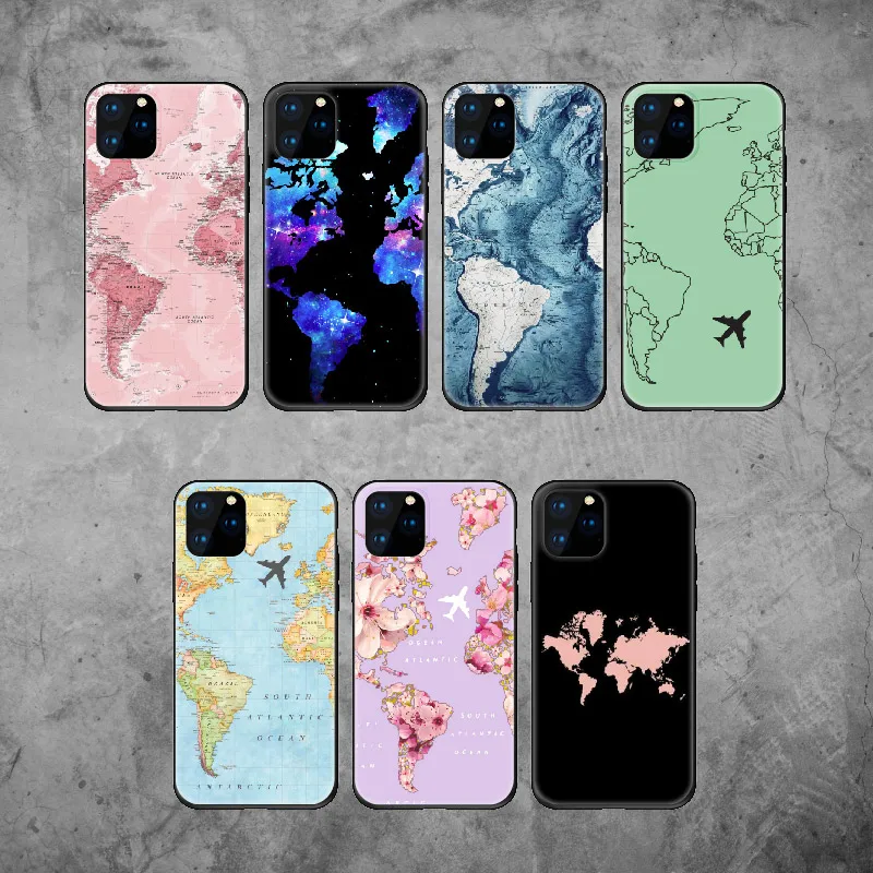 

World Map Travel Just Go Soft Plastic Phone Case Cover Coque Fundas For iPhone 12 Mini 11 Pro 6 7 7Plus 8 8Plus X XS Max