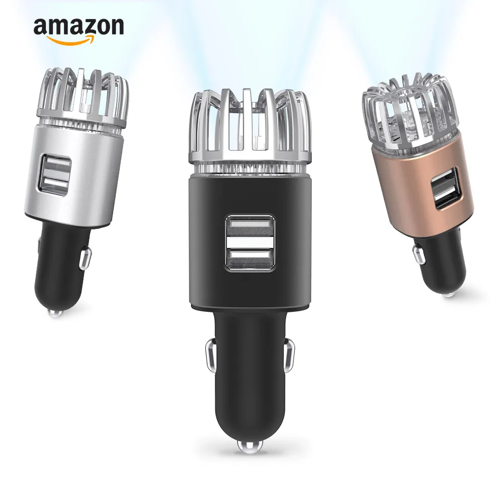 

2019 Hot Trending Patented Innovative New Products ( 2 in 1dual USB Car Air Purifier JO-6291), Silver;copper