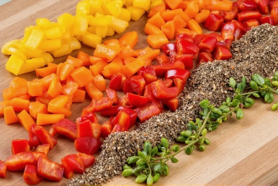 Fresh Lemon Zest Over Diced Bell Peppers