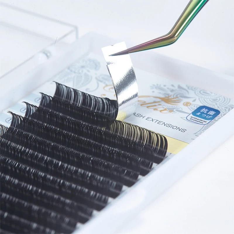 

Yelix Lash Extensions 0.03 Dd Pfd Spike Handmade Eyelash Extension Velvet Empty Real Lash Extension Trays, Light black