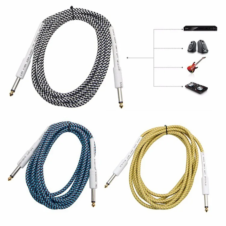 

Good Price Good Quality Woven Patch Musical Instrument Audio Guitar Cable, 3 colors