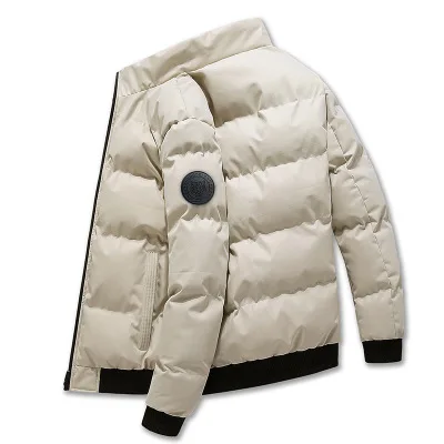 

Stand Collar Male Parka Jacket Mens Solid Thick Jackets and Coats Man Winter Parkas, As picture shown