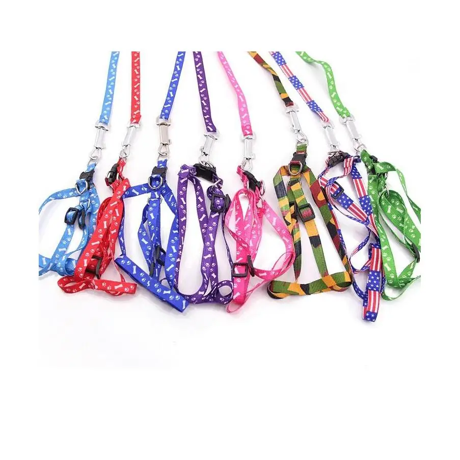 

Pet Printed Harness Leash Adjustable Dog Rope Puppy Cat Pet Supplies For Small Dogs 1*120Cm Wen6764