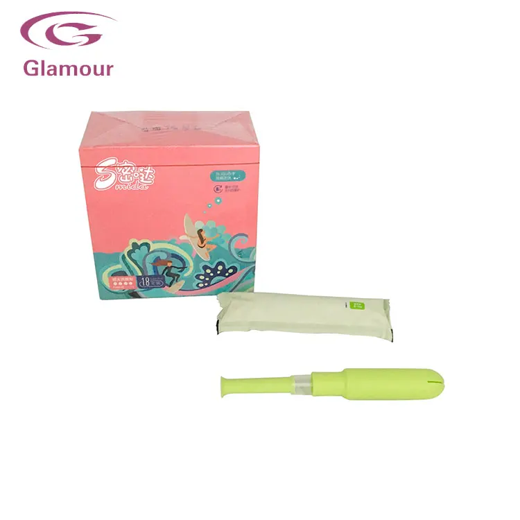 

Ladies disposable organic cotton tampons with plastic applicator, Customized printing