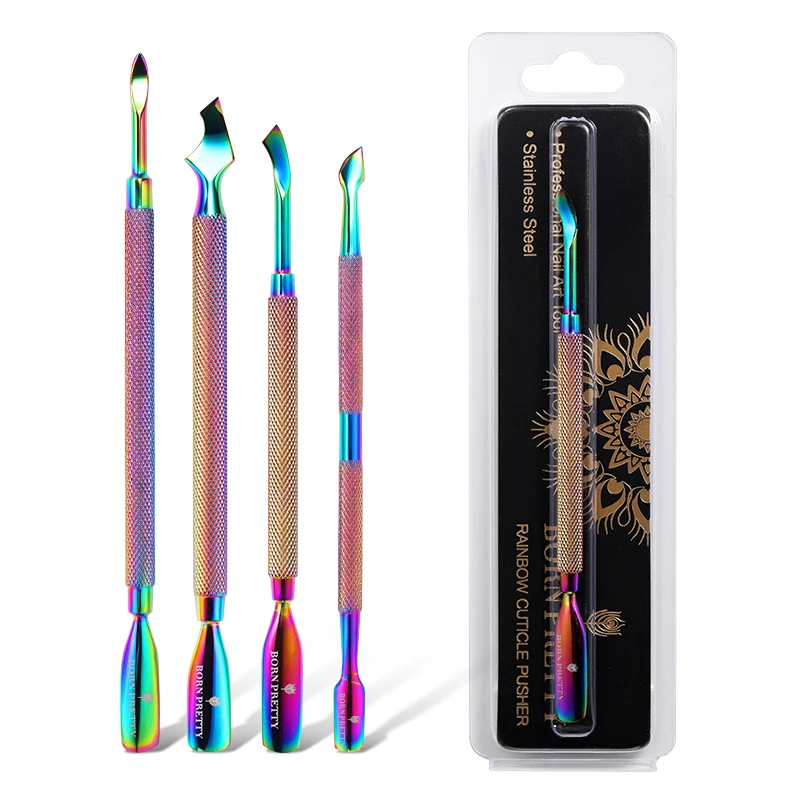 

BORN PRETTY customized Dual-ended Chameleon Nail Cuticle Pusher Dead-skin Remover Rainbow Stainless Steel Nail Art Tool