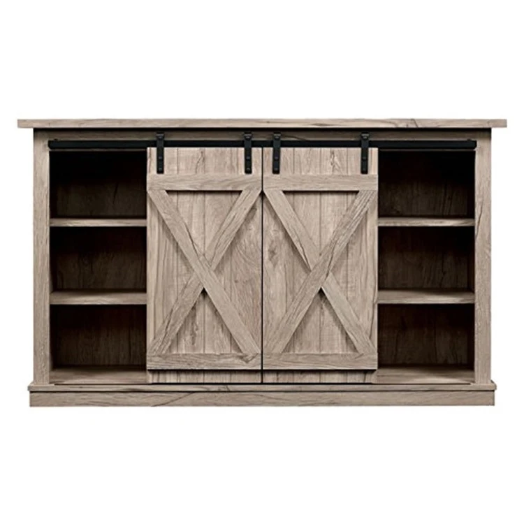 Soporte De Tv De Madera Con Puerta Corrediza Rústica De Estilo